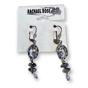 Vintage 90s Y2K Rachael Rose dangle blue silver earrings